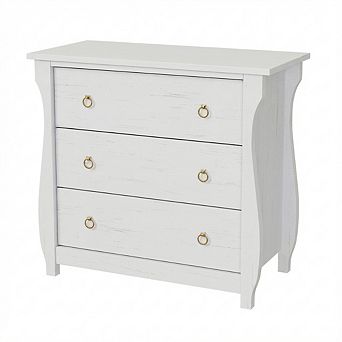 IDEALHOUSE Modern 3-Drawer Dresser with Black Ring Pulls, Compact Storage Cabinet