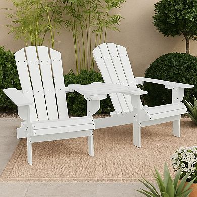 Adirondack Garden Chair, White Solid Fir Wood Frame, Slatted Panels