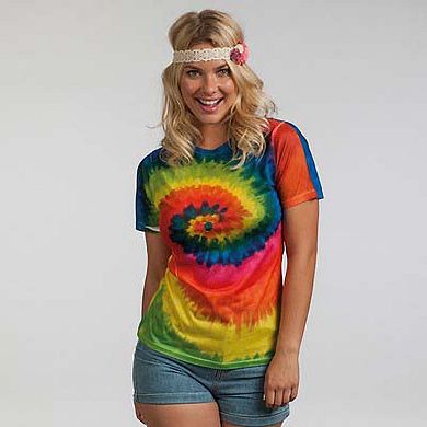 Colortone Womens/Ladies Short Sleeve Rainbow Tie Dye T-Shirt