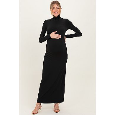 Maternity Turtleneck Long Sleeve Maxi Dress