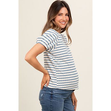 Maternity Striped Textured Puff Sleeve Top