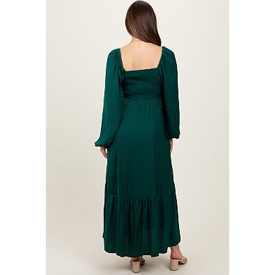 Maternity Bow Satin Maxi Dress