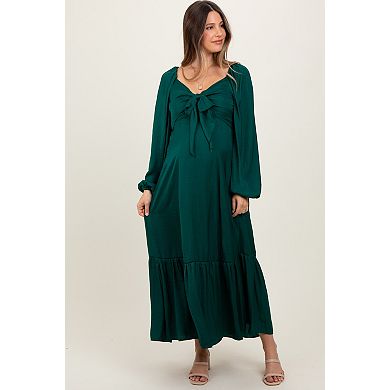 Maternity Bow Satin Maxi Dress