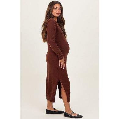 Maternity V-Neck Relaxed Fit Sweater Dress