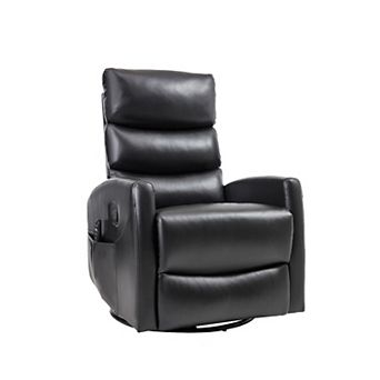 Heat Massage Manual Recliner Chair with Rocker and Swivel in Fabric