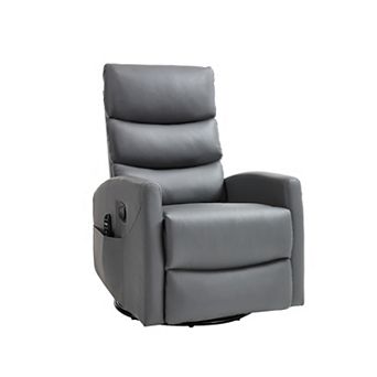Heat Massage Manual Recliner Chair with Rocker and Swivel in Fabric