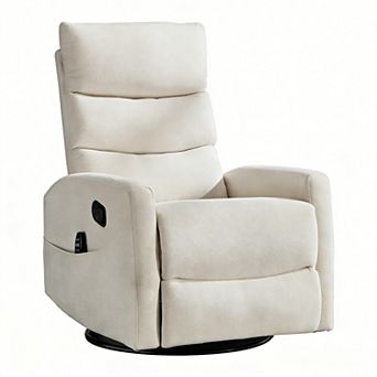 Heat Massage Manual Recliner Chair with Rocker and Swivel in Fabric
