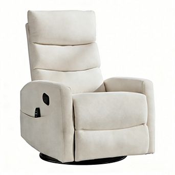 Recliner Chair with Heat Massage Manual Rocker and Swivel in Chenille