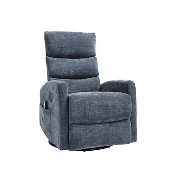 Heat Massage Manual Recliner Chair with Rocker and Swivel in Fabric