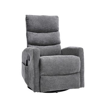 Heat Massage Manual Recliner Chair with Rocker and Swivel in Fabric