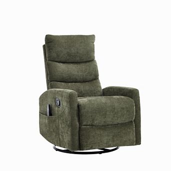 Heat Massage Manual Recliner Chair with Rocker and Swivel in Fabric