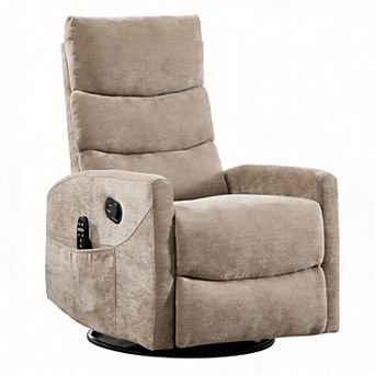 Heat Massage Manual Recliner Chair with Rocker and Swivel in Fabric