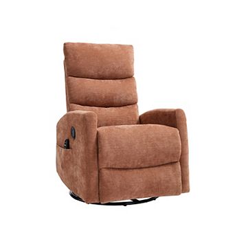 Heat Massage Manual Recliner Chair with Rocker and Swivel in Fabric