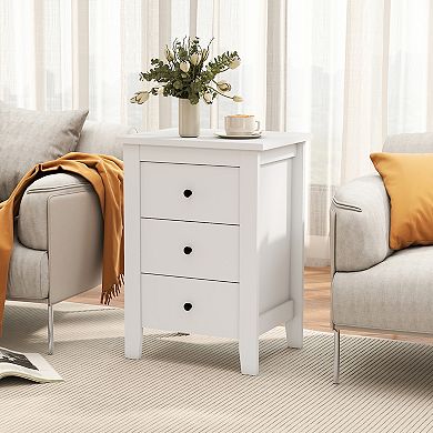 Modern Bedside Cabinet Nightstand with 3 Drawers for Living Room and Bedroom