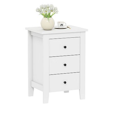 Modern Bedside Cabinet Nightstand with 3 Drawers for Living Room and Bedroom