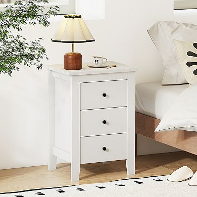 Modern Bedside Cabinet Nightstand with 3 Drawers for Living Room and Bedroom