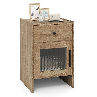 Nightstand with Drawer and Cabinet