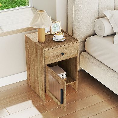 Nightstand with Drawer and Cabinet
