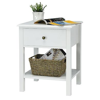Nightstand End Table with Drawer and Shelf