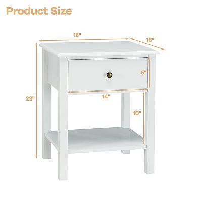 Nightstand End Table with Drawer and Shelf