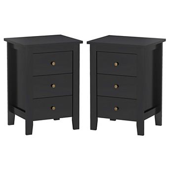 Nightstand Set of 2 End Beside Table Drawers