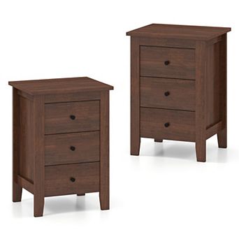 Nightstand Set of 2 End Beside Table Drawers