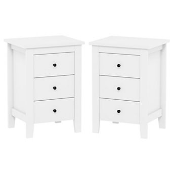 Nightstand Set of 2 End Beside Table Drawers