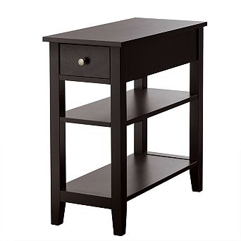 3 tier Nightstand Bedside Table Sofa Side with Double Shelves Drawer