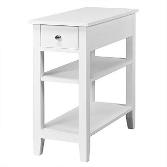 3 tier Nightstand Bedside Table Sofa Side with Double Shelves Drawer