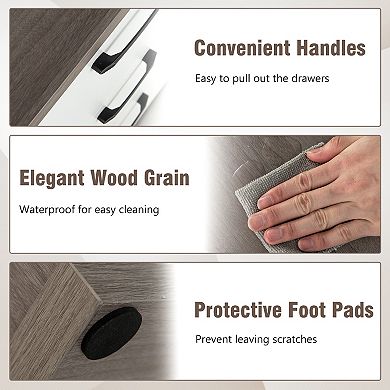 Modern Dresser Nightstand with 3 Slide-Out Drawers