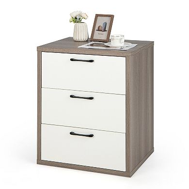 Modern Dresser Nightstand with 3 Slide-Out Drawers