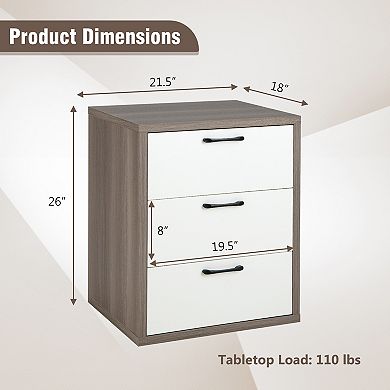 Modern Dresser Nightstand with 3 Slide-Out Drawers