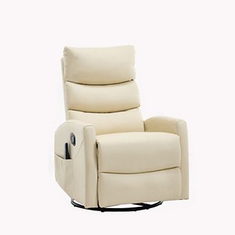 Heat Massage Manual Recliner Chair with Rocker and Swivel in Fabric