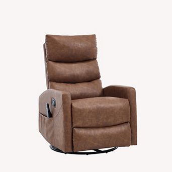 Recliner Chair with Heat Massage Manual Rocker and Swivel in Fabric
