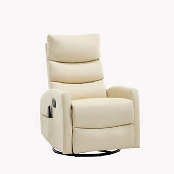 Recliner Chair with Heat Massage Manual Rocker and Swivel in Fabric