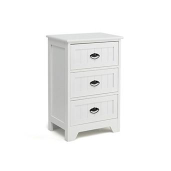 3 Drawers End Storage Wood Side Nightstand