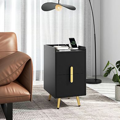 Nightstand Side Tables with 2 Drawers and 2 USB Ports