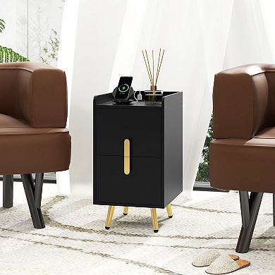 Nightstand Side Tables with 2 Drawers and 2 USB Ports