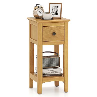 3-Tier Nightstand with Drawer and Open Storage Shelf