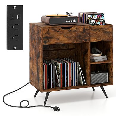 Record Player Stand with Power Outlet