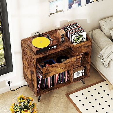 Record Player Stand with Power Outlet