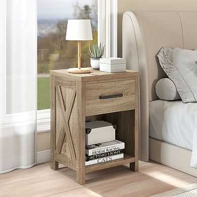 Nightstand with Drawer and Shelf