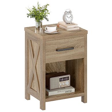 Nightstand with Drawer and Shelf