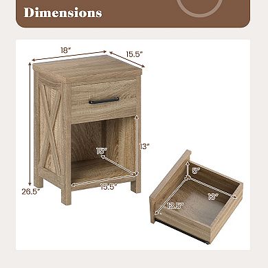 Nightstand with Drawer and Shelf
