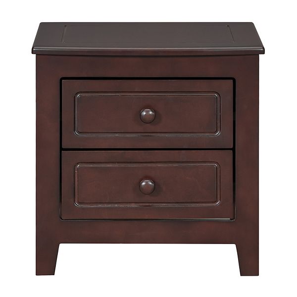 Mid Century Retro Nightstand with 2 Drawers, Classic Bedside Table for Bedroom