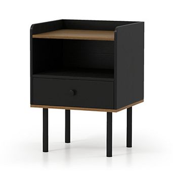 Nightstand with Drawer 3 tier Sofa Side Table with Open Storage Shelf