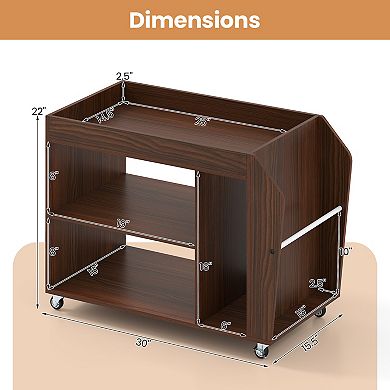 3-Tier Side End Table with Universal Wheels
