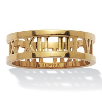 PalmBeach Jewelry Roman Numeral Gold Ion-Plated Stainless Steel Ring