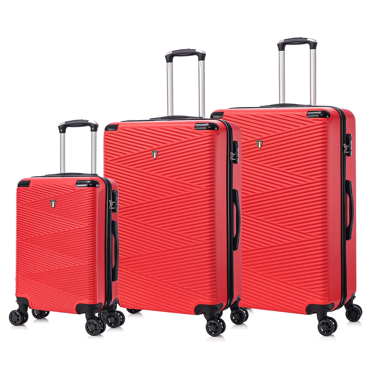 TUCCI Italy Avenza 3-Piece Hardside Spinner Luggage Set - Red