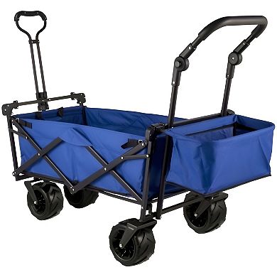 Folding Utility Wagon with Canopy and 360° Wheels for Beach, Camping, and Yard